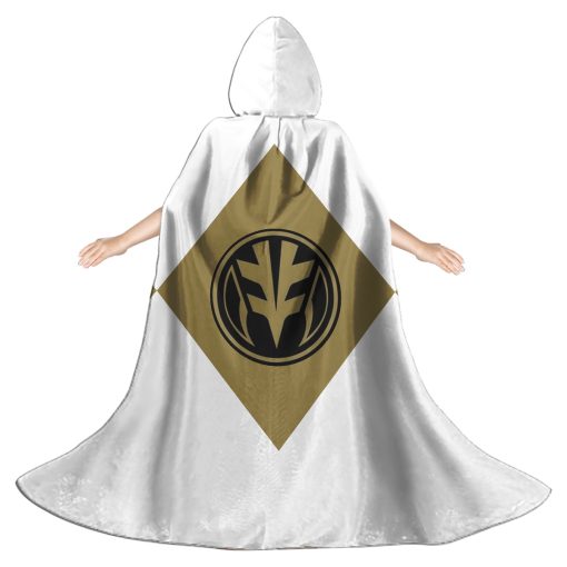 Gearhumans 3D White Ranger Custom Hooded Cloak - Image 2