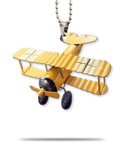 Gearhumans 3D Yellow Classic Car Pendant Vintage Airplane Custom Car Hanging