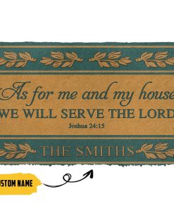 Gearhumans 3D As For Me And My House Custom Name Doormat