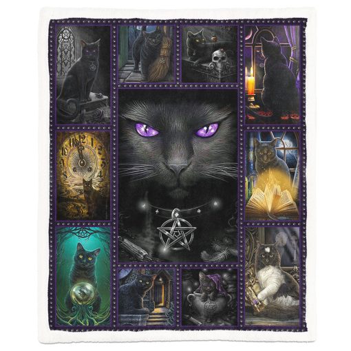 Gearhumans 3D Black Cat Wicca Custom Blanket 1 Gearhumans 3D Black Cat Wicca Custom Blanket