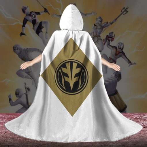 Gearhumans 3D White Ranger Custom Hooded Cloak - Image 5