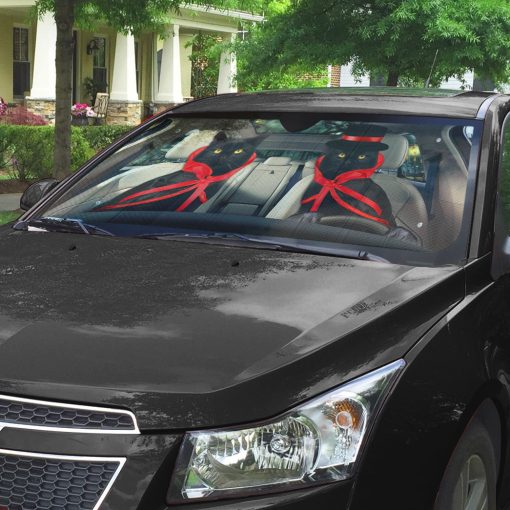 Gearhumans 3D Halloween Black Cats Vampire Custom Car Auto Sunshade - Image 4