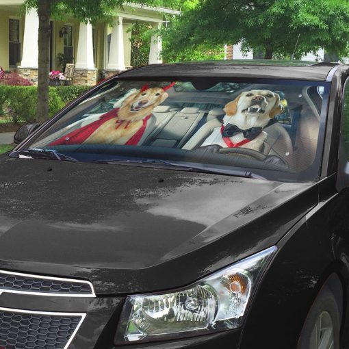 Gearhumans 3D Halloween Labrador Retriever Dogs Vampire Custom Car Auto Sunshade - Image 6