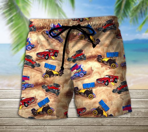 Gearhumans 3D Dirt Track Racing Beach Shorts - Image 2