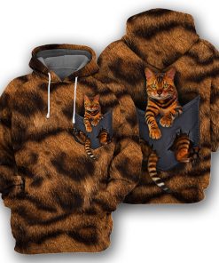 Gearhumans Bengal Cat Pocket - 3D All Over Printed Shirt