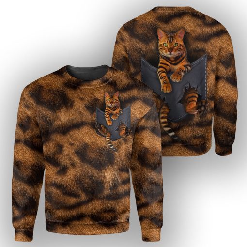 Gearhumans Bengal Cat Pocket - 3D All Over Printed Shirt - Image 2