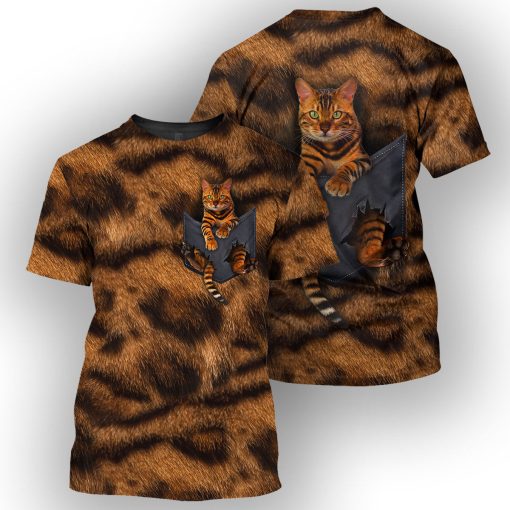 Gearhumans Bengal Cat Pocket - 3D All Over Printed Shirt - Image 3