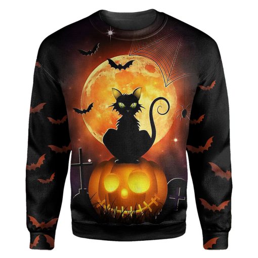 Gearhumans Black Cat Halloween - 3D All Over Printed Shirt - Image 2