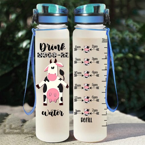 Gearhumans Drink Mooo-re Water - Dairy Cow Water Tracker Bottle - Image 2