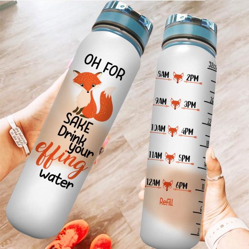 Gearhumans Drink Your Effing Water - Fox Water Tracker Bottle - Image 4