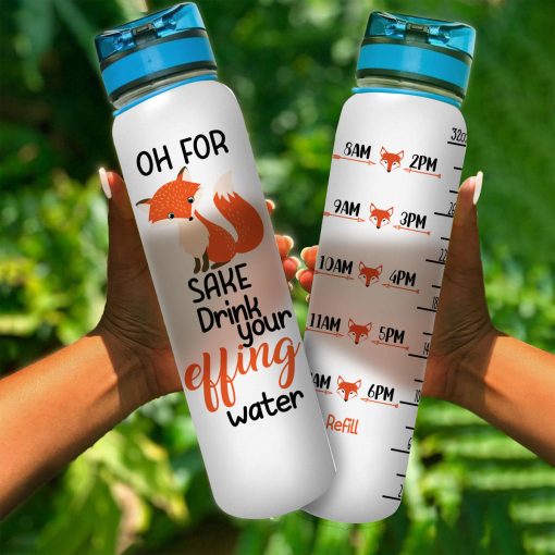 Gearhumans Drink Your Effing Water - Fox Water Tracker Bottle - Image 3
