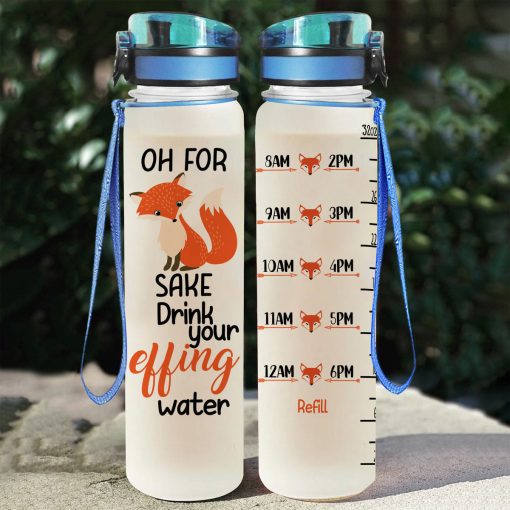 Gearhumans Drink Your Effing Water - Fox Water Tracker Bottle - Image 2