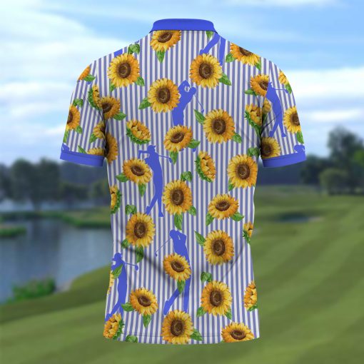 Gearhumans 3D Golfaholic Sunflowers Custom Polo Shirt