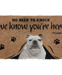 Gearhumans 3D No Need To Knock Dog Custom Photo Custom Name Doormat