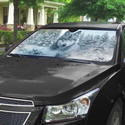 Gearhumans 3D Wolf Snow Car Auto Sunshade