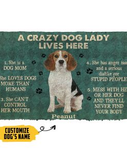 Gearhumans 3D A Crazy Dog Lady Lives Here Beagle Custom Name Doormat