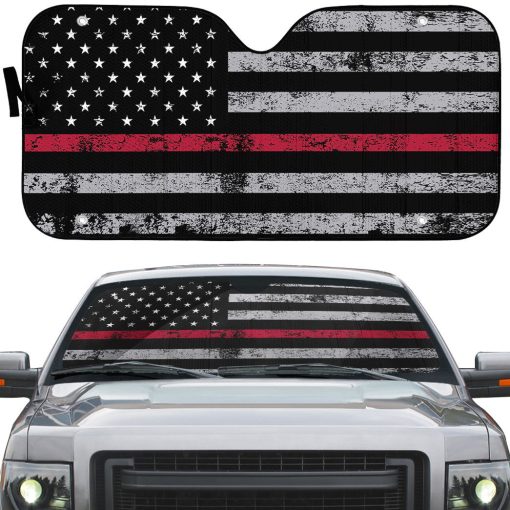 Gearhumans 3D Red Thin Line Auto Sunshade - Image 2