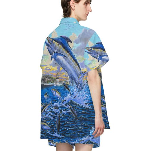 Gearhumans 3D BLue Marlin Custom Hawaii Shirt - Image 4