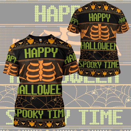 Gearhumans 3D Ugly Halloween Spooky Time Custom Hoodie Tshirt Apparel