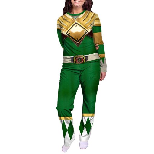 Gearhumans 3D Mighty Morphins Power Ranger Green Custom Family Pajamas - Image 3