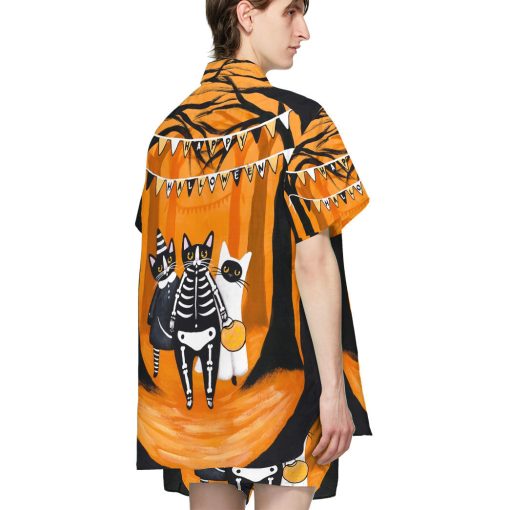 Gearhumans 3D Happy Halloween Black Cats Want Candy Custom Short Sleeves Shirt - Image 4