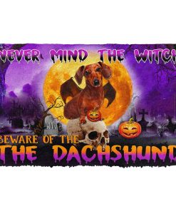 Gearhumans 3D Beware Of Halloween Vampire Dachshund Custom Doormat