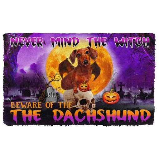 Gearhumans 3D Beware Of Halloween Vampire Dachshund Custom Doormat 2 Gearhumans 3D Beware Of Halloween Vampire Dachshund Custom Doormat