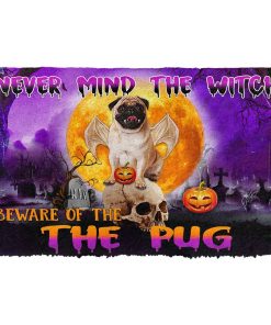 Gearhumans 3D Beware Of Halloween Vampire Pug Custom Doormat