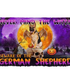Gearhumans 3D Beware Of Halloween Vampire German Shepherd Custom Doormat