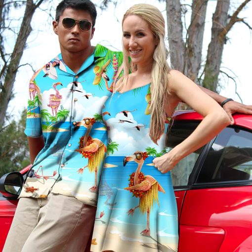 Gearhumans 3D Hawaii Flamingo Custom Beach Dress - Image 5