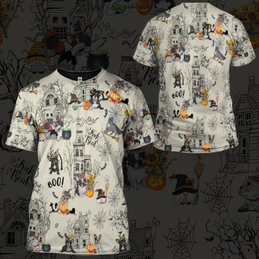 Gearhumans 3D Halloween Town With French Bulldog Custom Tshirt Hoodie Apparel