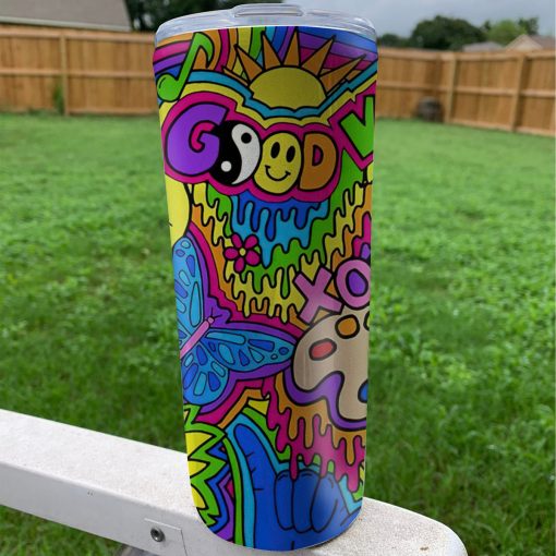 Gearhumans 3D Hippie Vibes Custom Glitter Tumbler