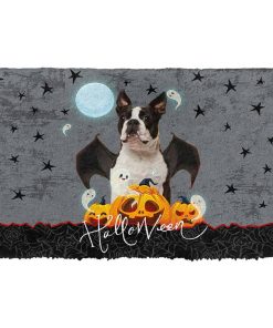Gearhumans 3D Halloween Vampire Boston Terrier Custom Doormat