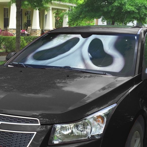 Gearhumans 3D Halloween Ghostface Mask Custom Car Auto Sunshade - Image 5