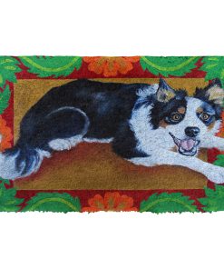 Gearhumans 3D Happy Border Collie Custom Doormat