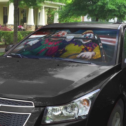 Gearhumans 3D Halloween Horror Clowns Custom Car Auto Sunshade