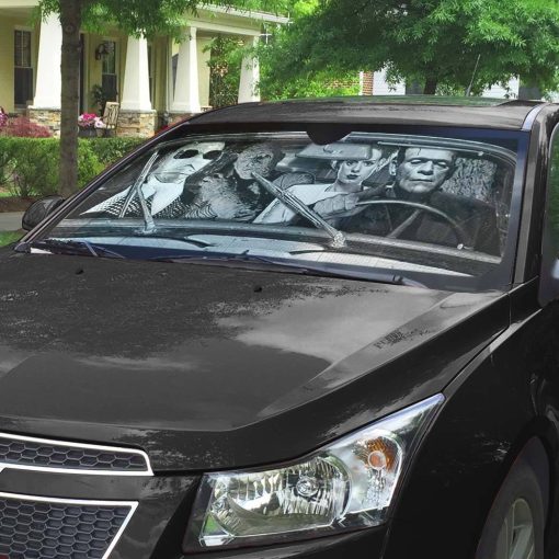 Gearhumans 3D Halloween Monster Horror Movie Custom Car Auto Sunshade 3 Gearhumans 3D Halloween Monster Horror Movie Custom Car Auto Sunshade - Image 3