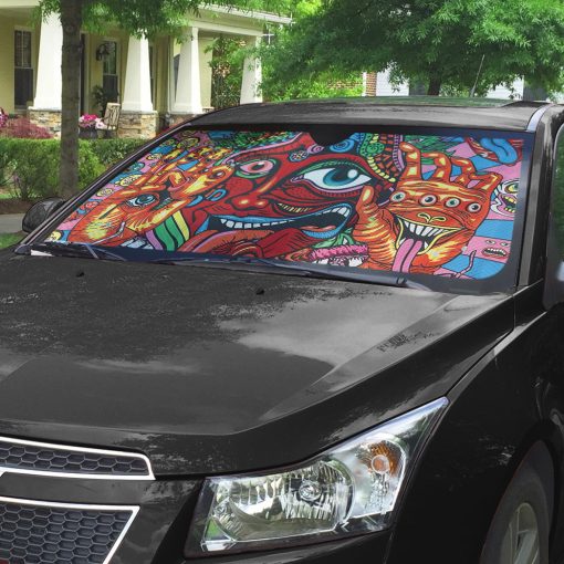 Gearhumans 3D Mysterious Hippie Custom Sunshade - Image 6