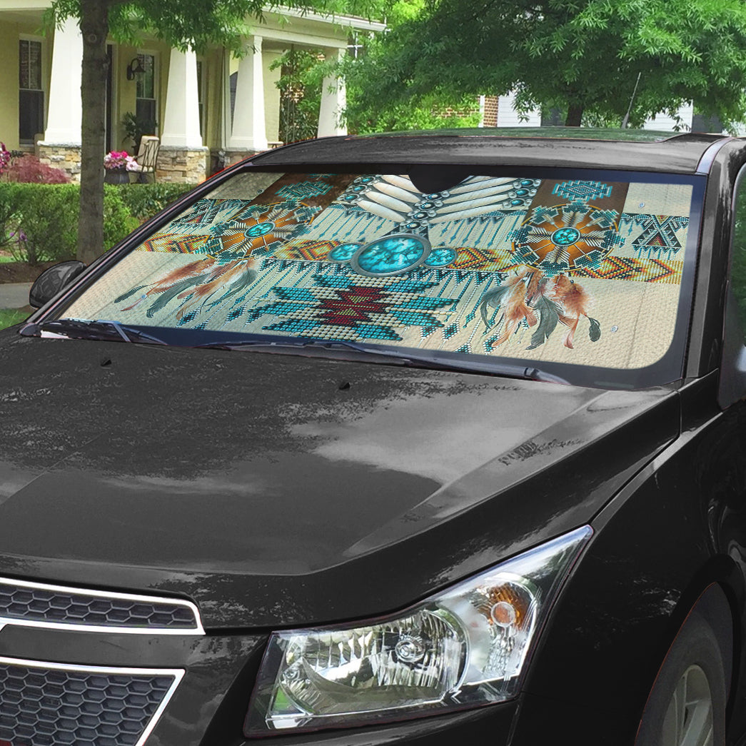 Gearhumans 3D Native American Pattern Car Auto Sunshade 6 Gearhumans 3D Native American Pattern Car Auto Sunshade - Image 6
