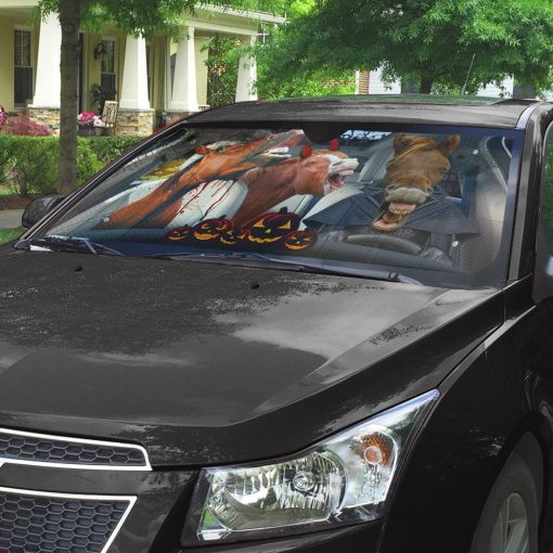 Gearhumans 3D Halloween Horses Family Custom Car Auto Sunshade - Image 3