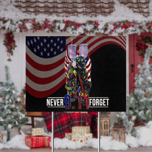 Gearhumans 3D Firefighter Patriot Day Never Forget Custom Yard Sign - Image 3