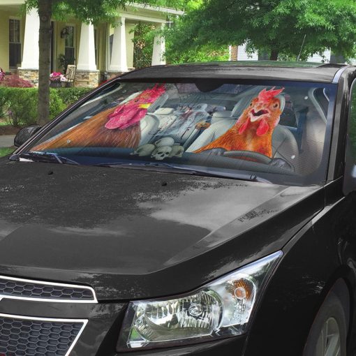 Gearhumans 3D Halloween Chicken Rooster Custom Car Auto Sunshade - Image 3
