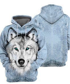 Gearhumans White Blue Wolf - 3D All Over Printed Shirt