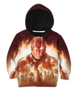 3D Kid Full-Print Jason In Flames Apparel HD-GH2281922K Kid 3D Apparel Kid Hoodie 2XS/3-4
