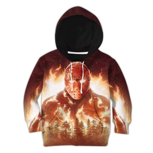 3D Kid Full-Print Jason In Flames Apparel HD-GH2281922K Kid 3D Apparel Kid Hoodie 2XS/3-4