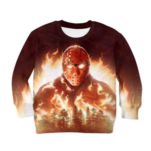 3D Kid Full-Print Jason In Flames Apparel HD-GH2281922K Kid 3D Apparel Kid Sweatshirt 2XS/3-4