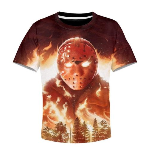 3D Kid Full-Print Jason In Flames Apparel HD-GH2281922K Kid 3D Apparel Kid T-Shirt 3XS/2-3