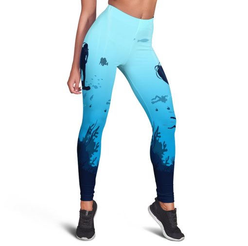 3D Scuba Diving Full Print Leggings 3d legging Leggings LEGGINGS S