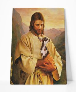 Gearhumans 3D Jesus Holding Chihuahua Dog Custom Canvas