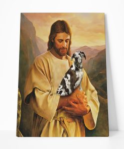 Gearhumans 3D Jesus Holding Great Dane Dog Custom Canvas